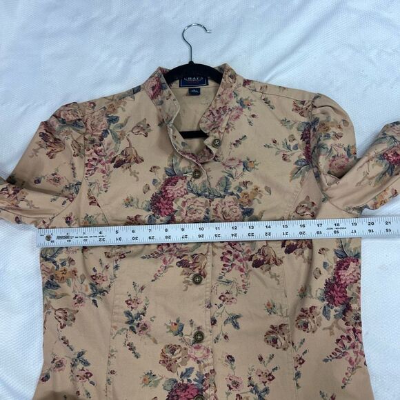 Chaps Women's Boho Floral Print Tan Blazer Jacket - Picture 5 of 9